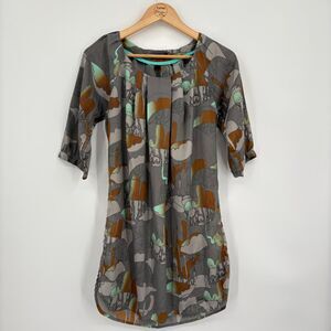 Numph Abstract Print Mini Shift Dress, Sz 6 (36 EU), Modern Bold City Summer